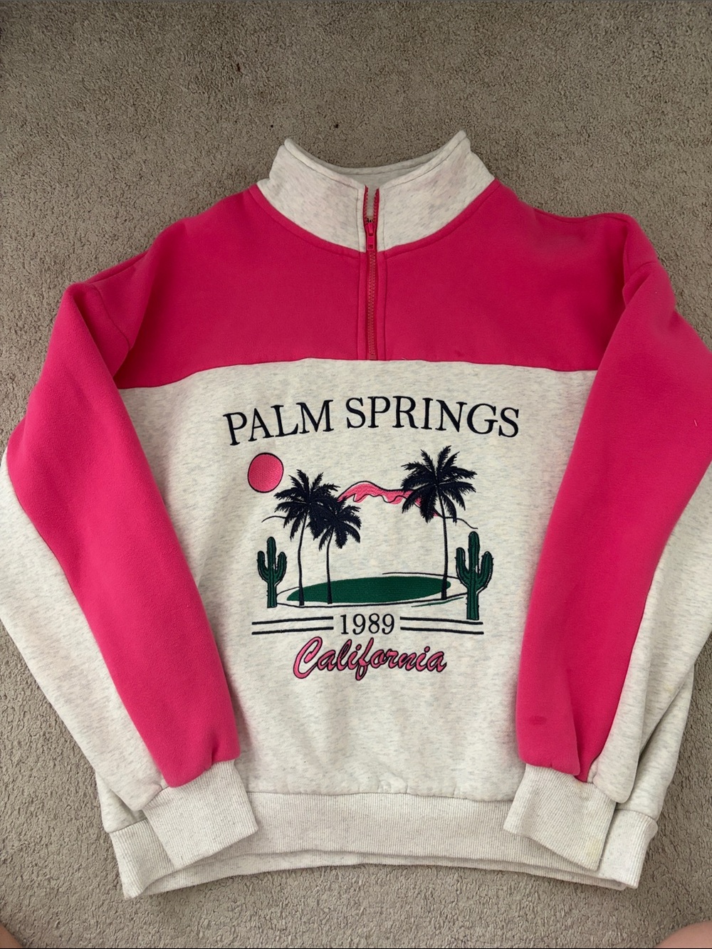 Palm Springs Cowl Pullover Sweatshirt - Pink/Heather